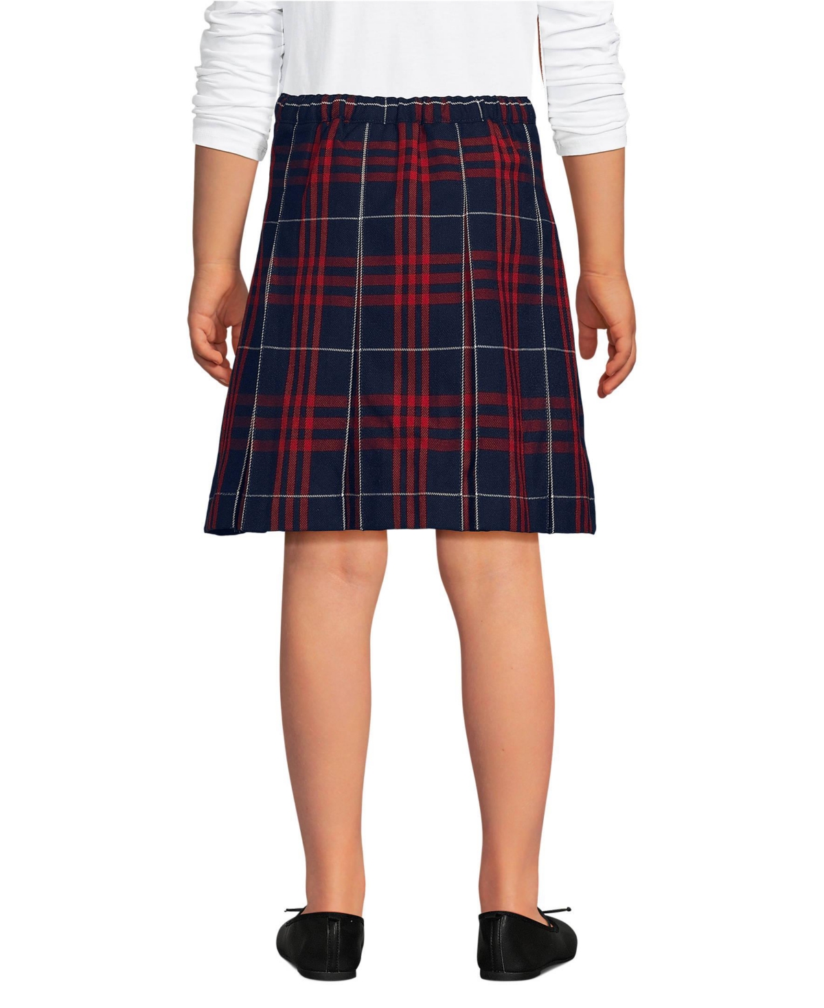Lands' End Big Girls School Uniform Plaid Box Pleat Skirt Top of the Knee