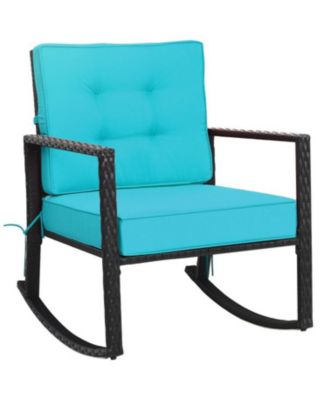 Patio Rattan Rocker Outdoor Glider Rocking Chair Cushion Lawn