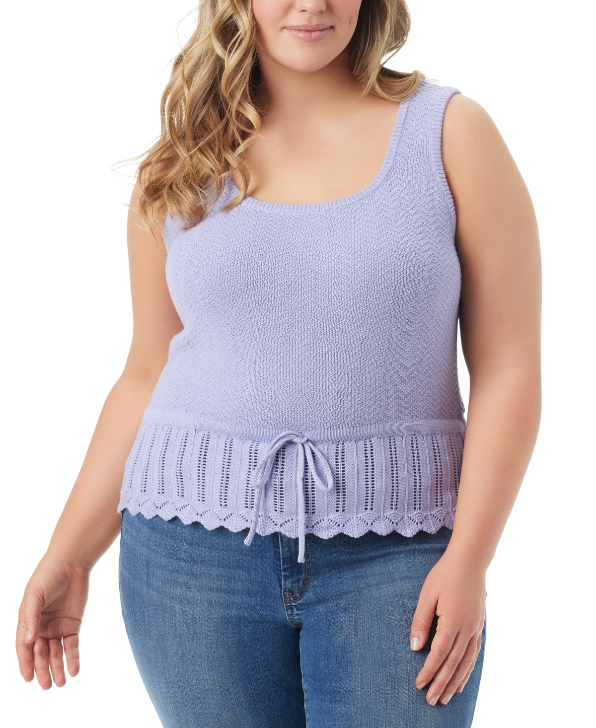 Shop Jessica Simpson Trendy Plus Size Sierra Drawstring Sweater Tank Top In Sweet Lavender