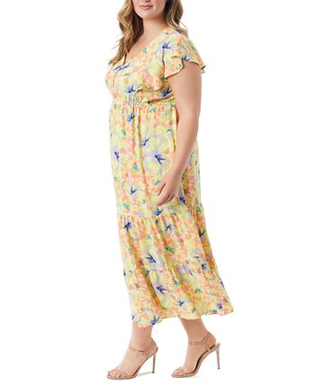 Jessica Simpson Trendy Plus Size Kariana Flutter-Sleeve Dress - Macy's