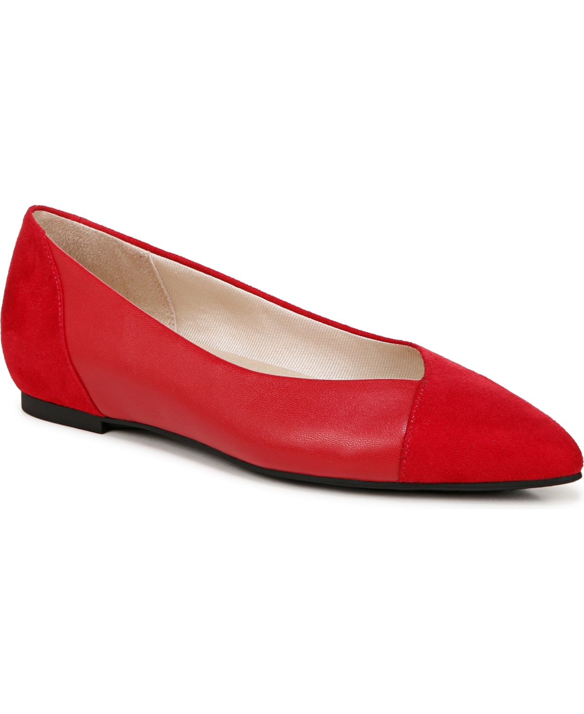 Shop Lifestride Promise Ballet Flats In Fire Red Faux Leather,microsuede