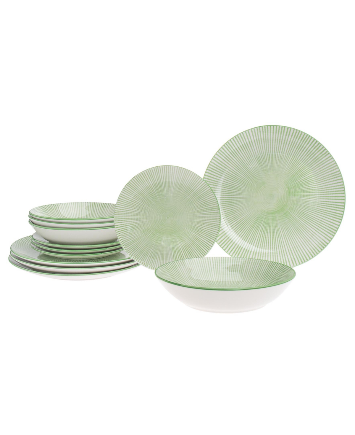 Light green 12-pc Dinnerware Sets, Service for 4 - Green