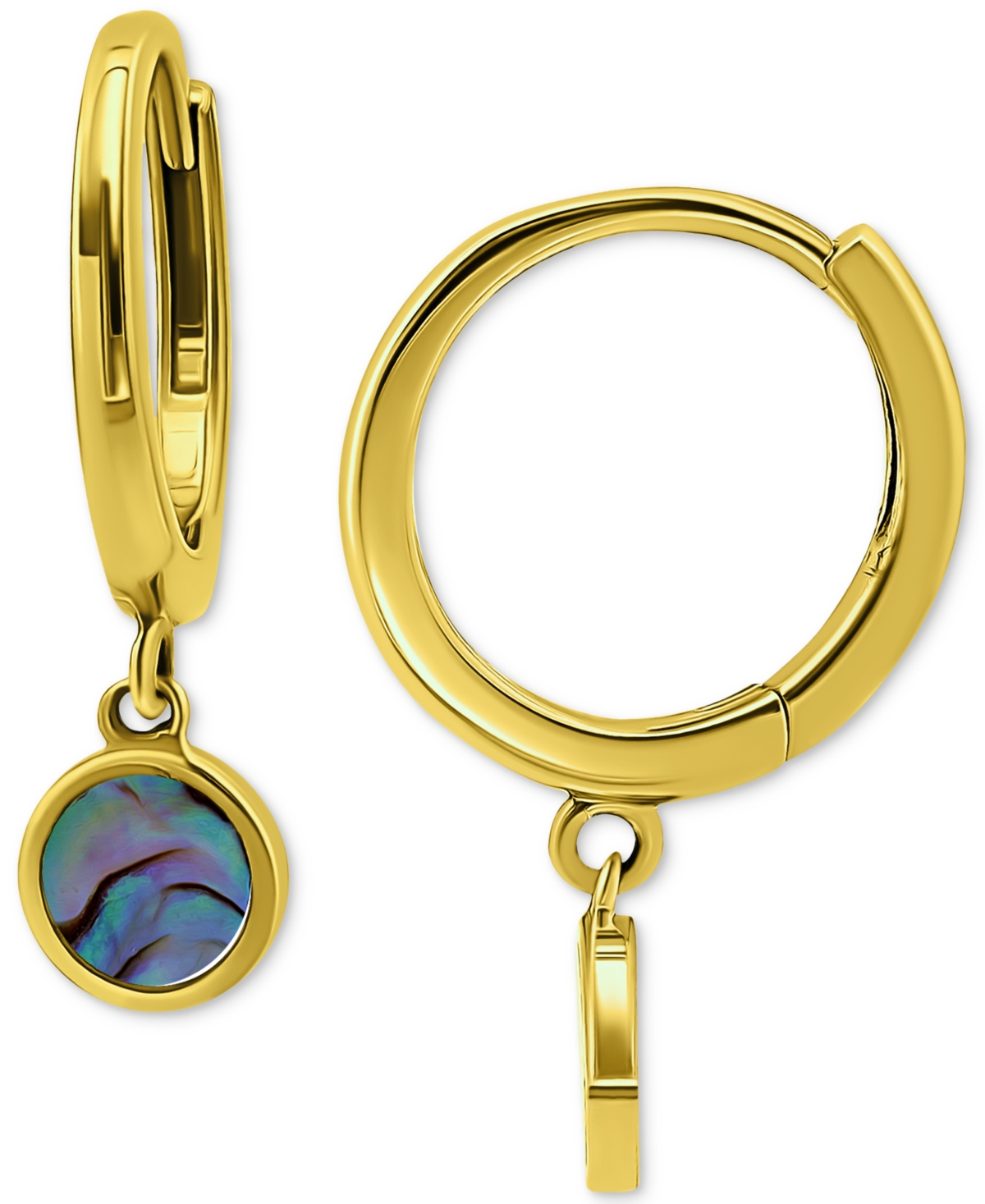 Giani Bernini Abalone Disc Dangle Hoop Drop Earrings In 18k Gold-plated Sterling Silver, Created For Macy's
