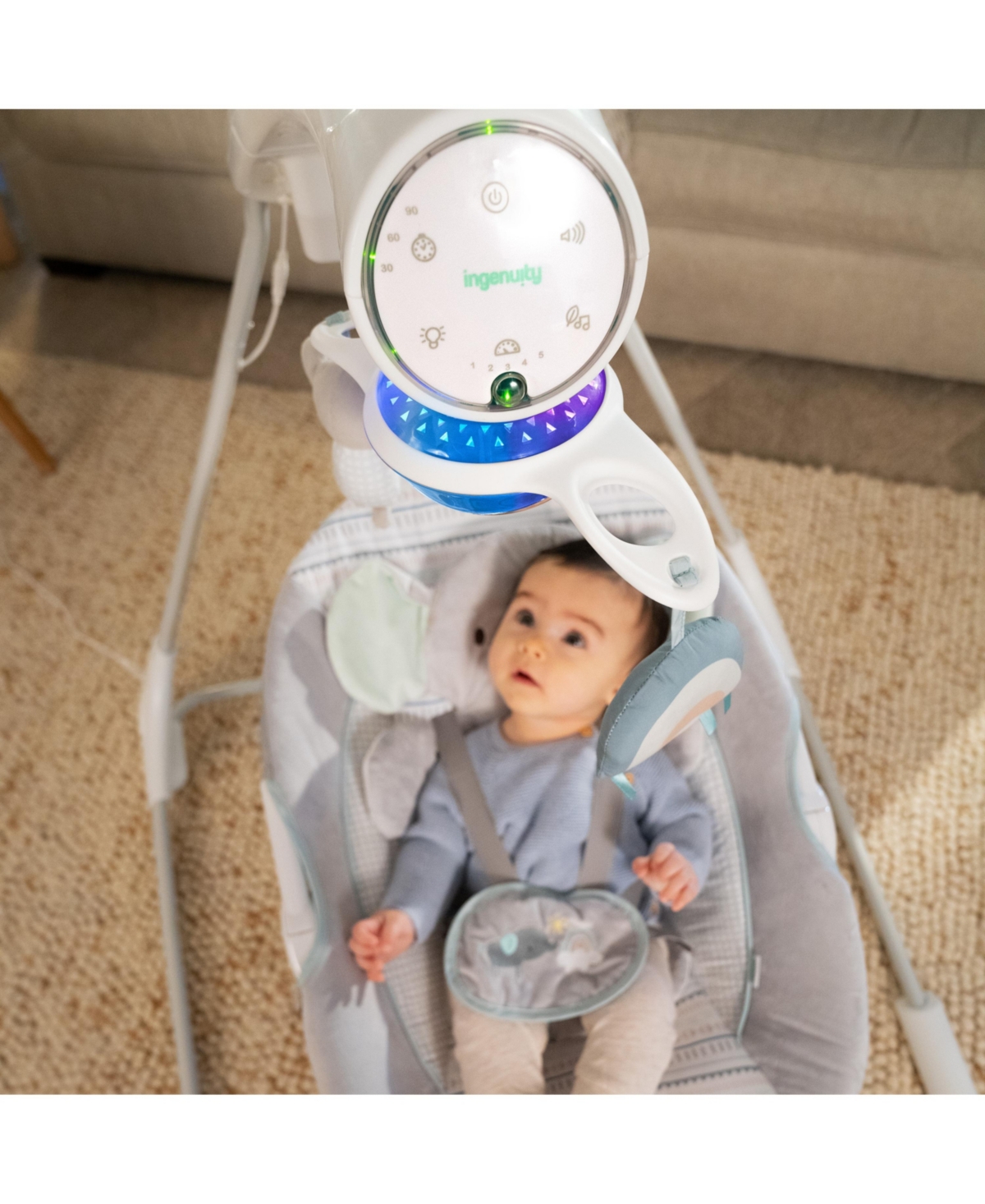 Shop Ingenuity Inlighten 5-speed Baby Swing In Gray