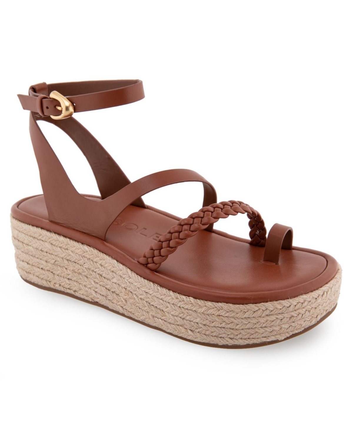 Shop Aerosoles Women's Dolly Wedge Sandals In Ginger Bread Leather