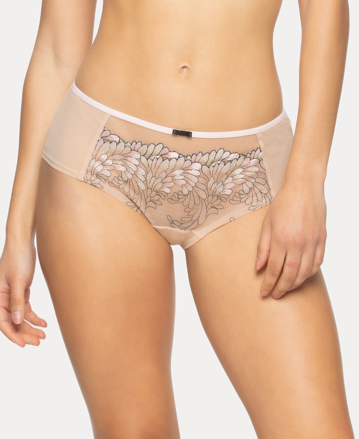 Women's Aura Embroidered Overlay Hipster - Prosecco Pink