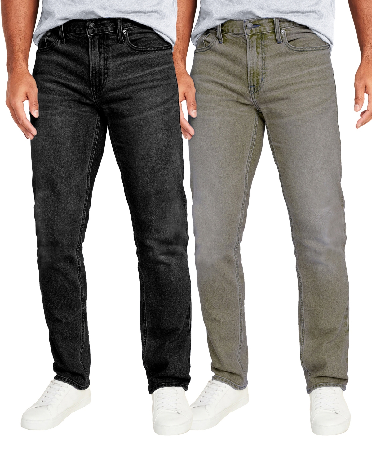 Men's Flex Stretch Slim Straight Jeans, Pack of 2 - Gray