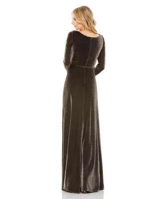 Women's Ieena Long Sleeve Faux Wrap A Line Gown