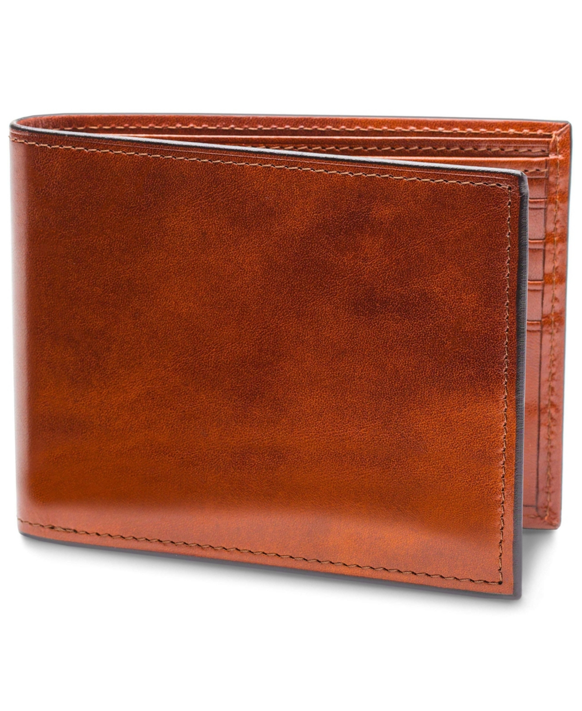 Men's Wallet, Old Leather Continental Bifold Wallet with I.d. Flap - Amber