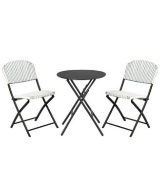 3 Pieces Patio Rattan Bistro Set with Round Dining Table and 2 Chairs