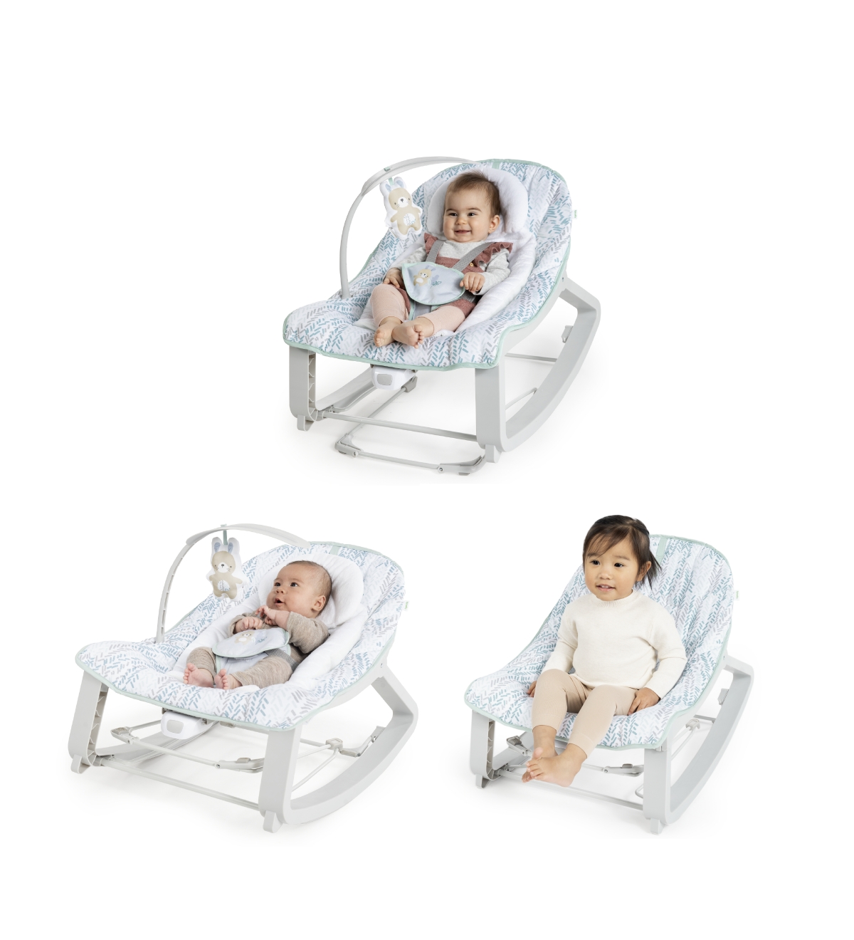 Ingenuity Keep Cozy 3-in-1 Grow With Me Bounce Rock Seat In Blue