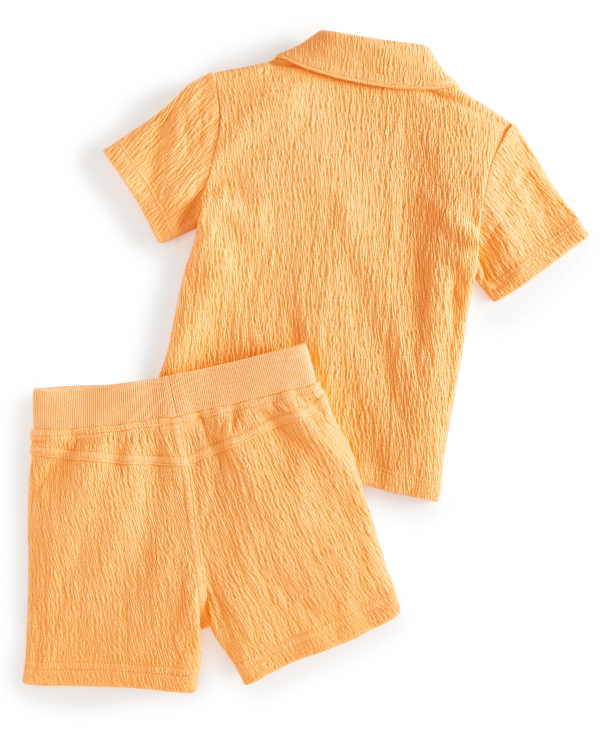 Shop First Impressions Baby Boys Gauze Button-down Camp Shirt & Shorts, 2 Piece Set, Created For Macy's In Melon Sorbet