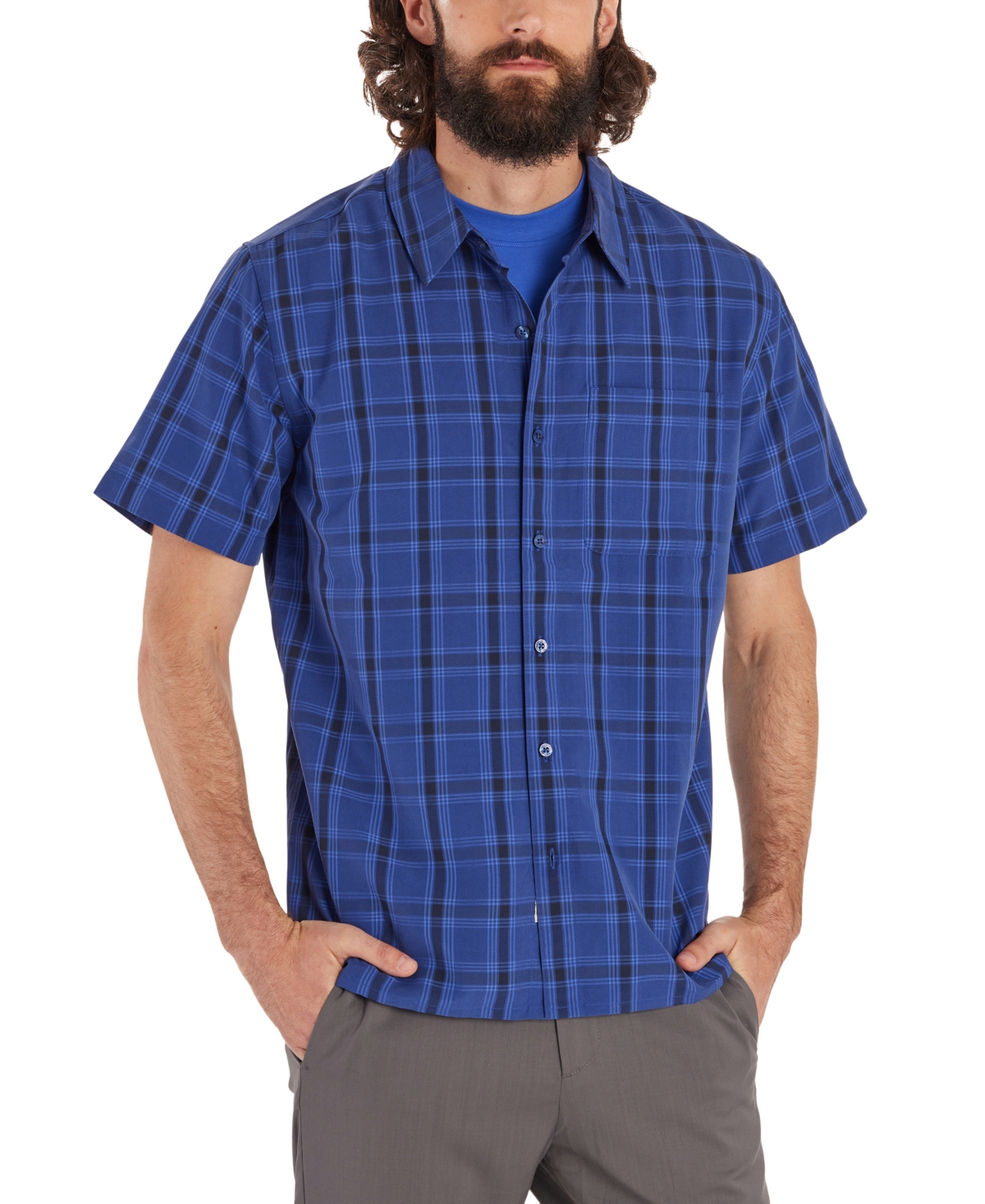 Shop Marmot Men's Eldridge Classic Plaid Button-up Short-sleeve Shirt In Twilight Blue Oliver Plaid