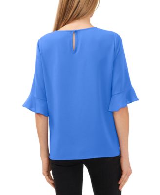 Women's Ruffled-Cuff 3/4-Sleeve Crew Neck Top