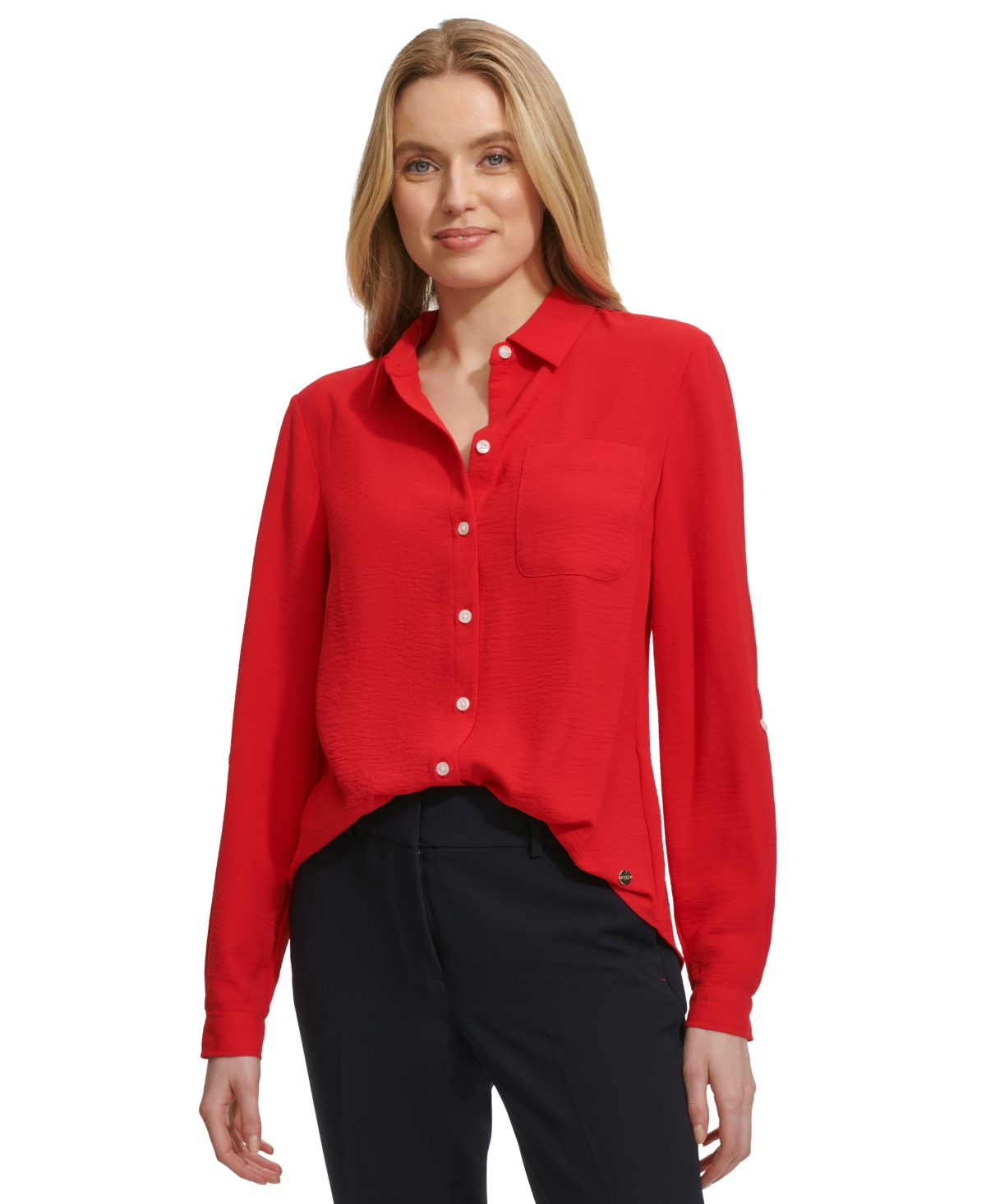 Tommy Hilfiger Women's Collared Button-front Shirt In Scarlet