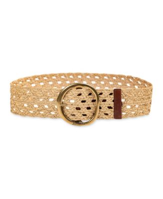 Sam Edelman Women's Woven Leather Belt with Circular Center