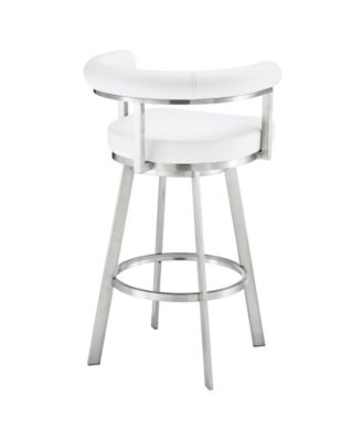 Magnolia 30" Swivel Bar Stool in Brushed Stainless Steel with Faux Leather
