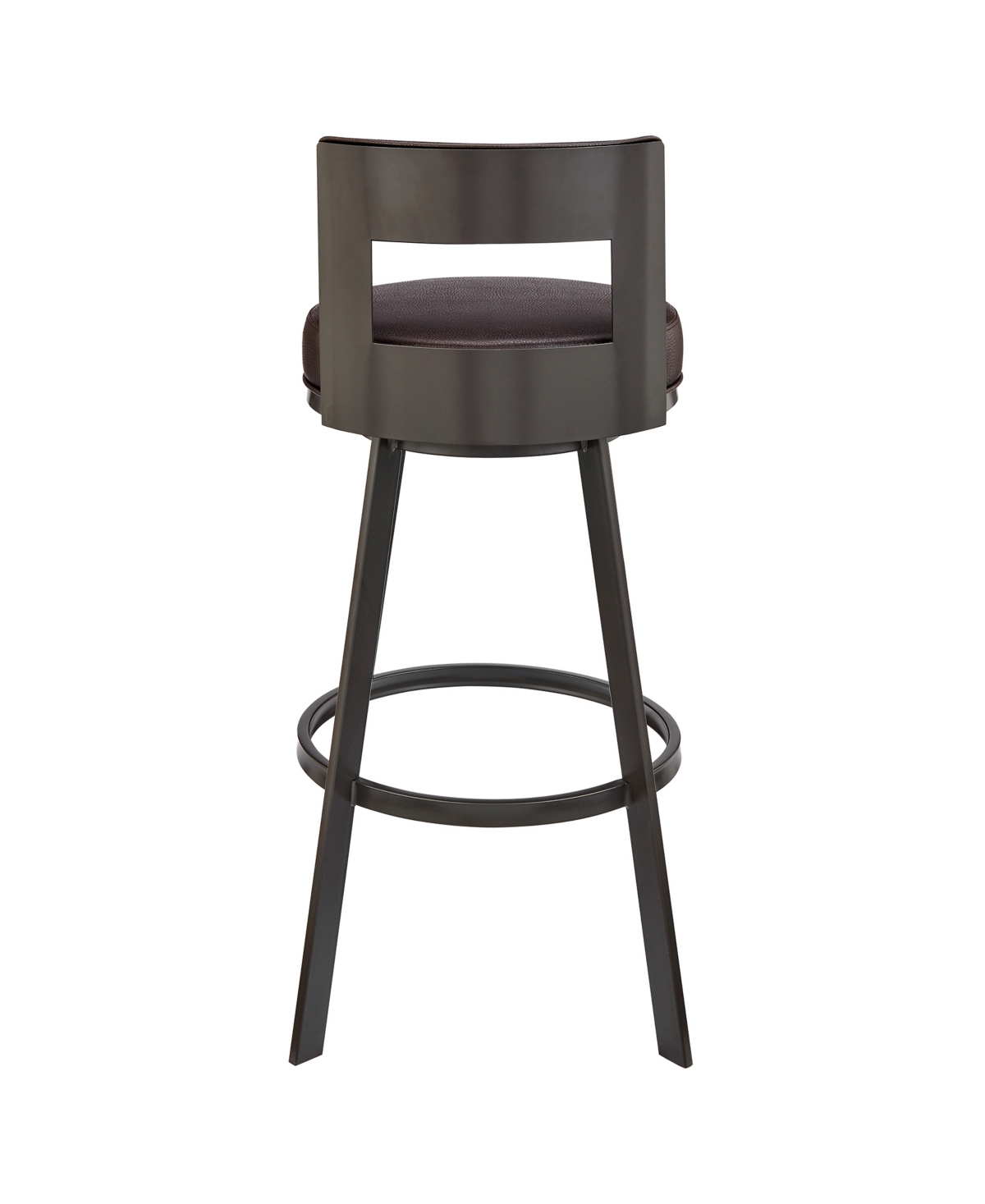 Armen Living Flynn 26" Swivel Counter Stool In Metal With Faux Leather In Brown