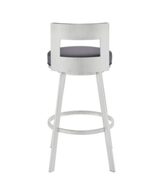 Flynn 26" Swivel Counter Stool in Silver Metal with Faux Leather
