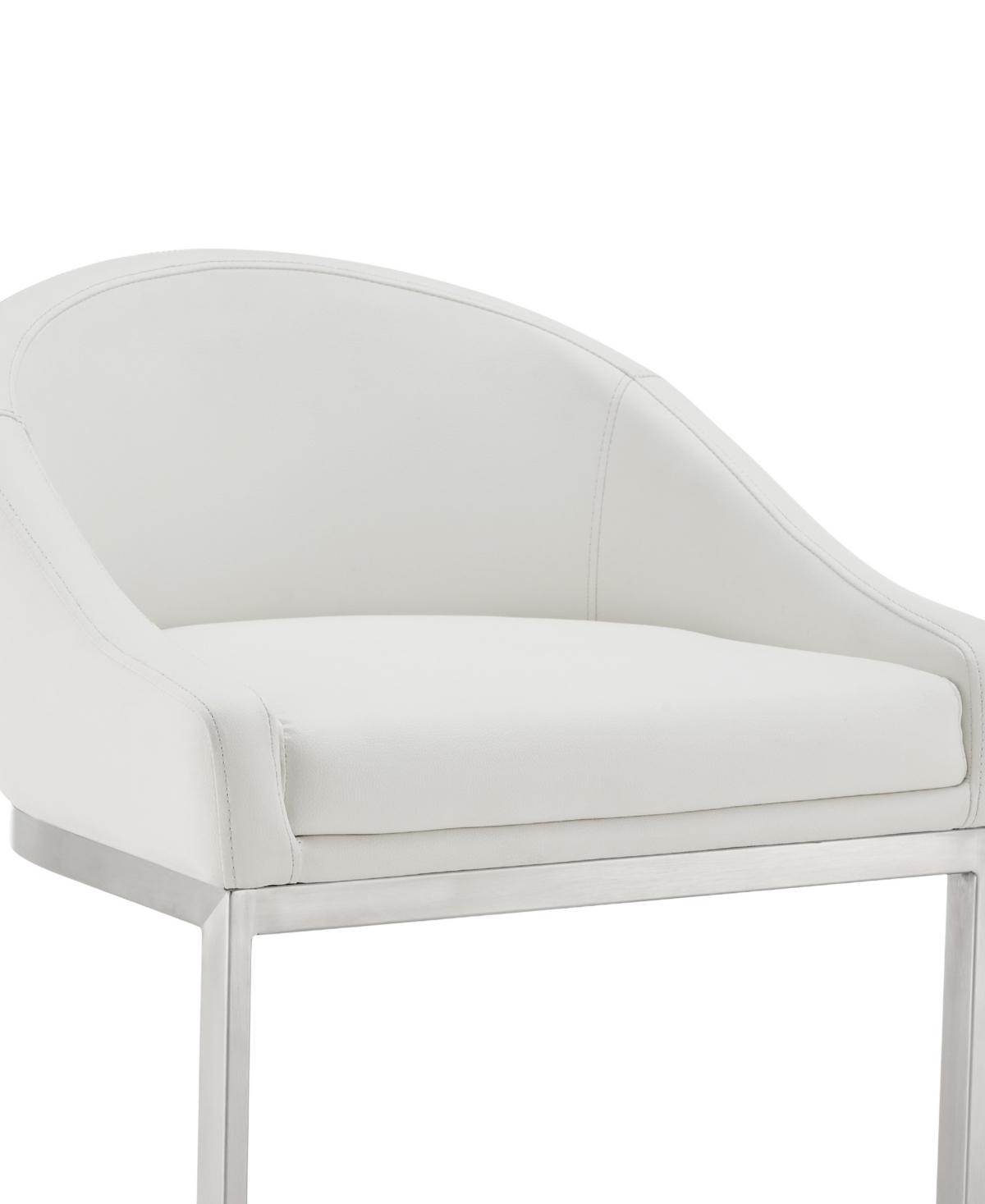 Armen Living Katherine 30" Bar Stool In Brushed Stainless Steel With Faux Leather In White,brushed Stainless Steel