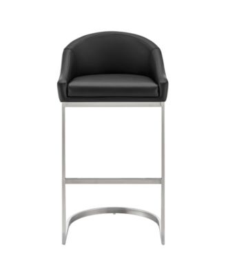 Katherine 30" Bar Stool in Brushed Stainless Steel with Faux Leather