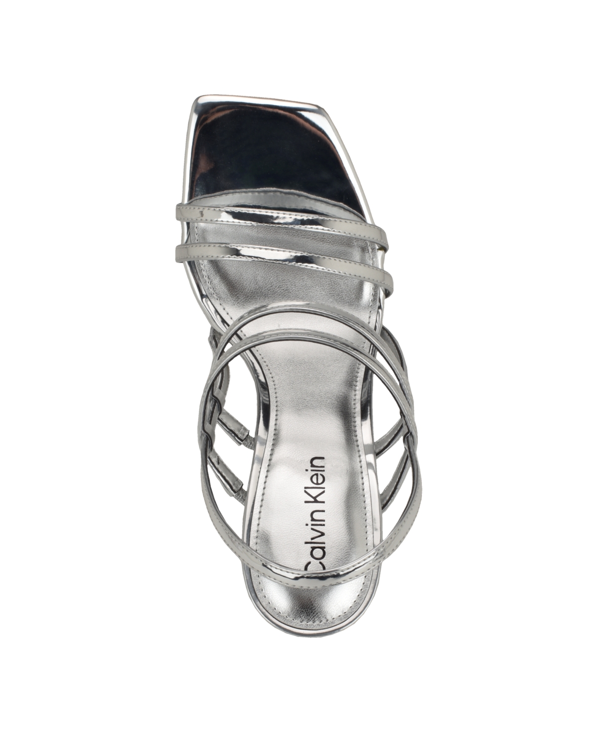 Calvin Klein Women's Teoni Strappy Stiletto Dress Sandals - Silver Mirror Metallic- Manmade
