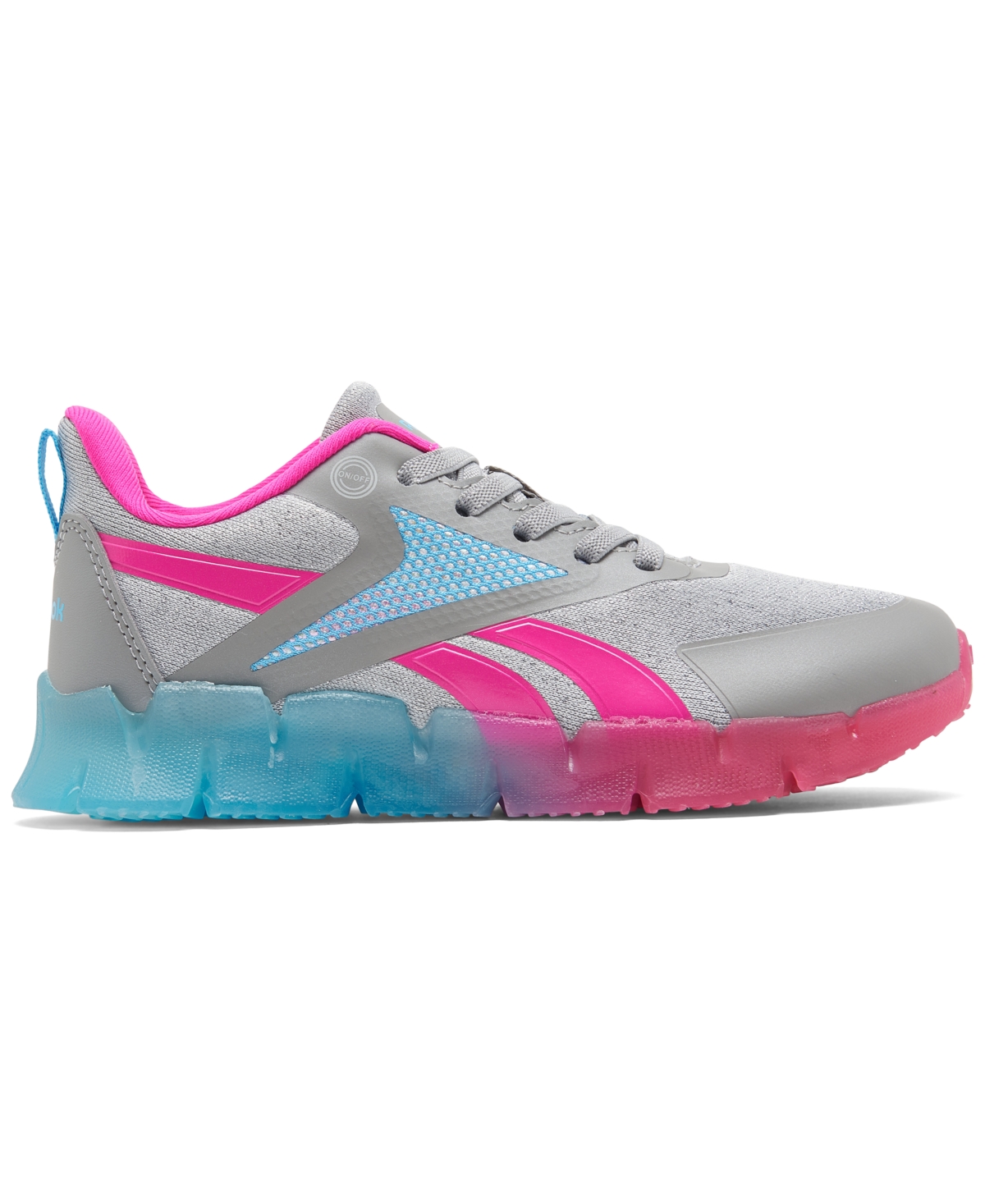 Shop Reebok Toddler Girls Zig N Flash Light-up Casual Sneakers From Finish Line In Gray,pink,blue
