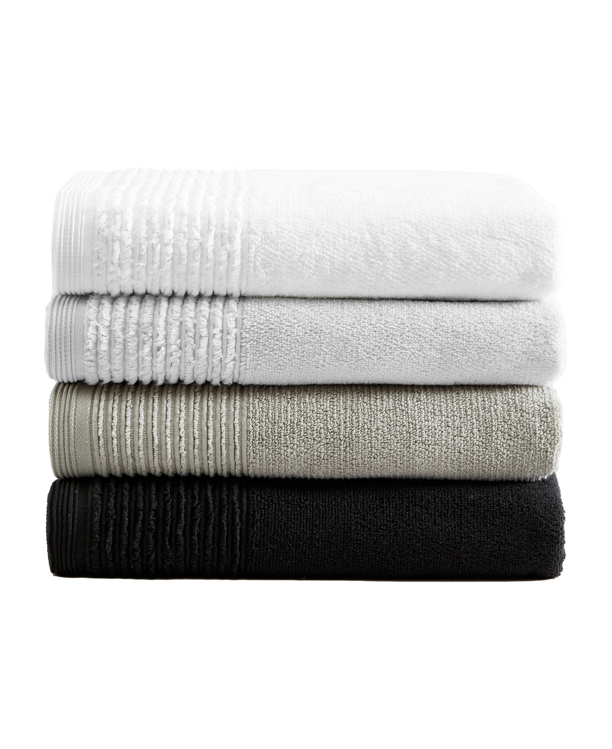 Shop Vera Wang Sculpted Pleat Solid Cotton Terry 6-pc. Bath Towel Set In Light Gray