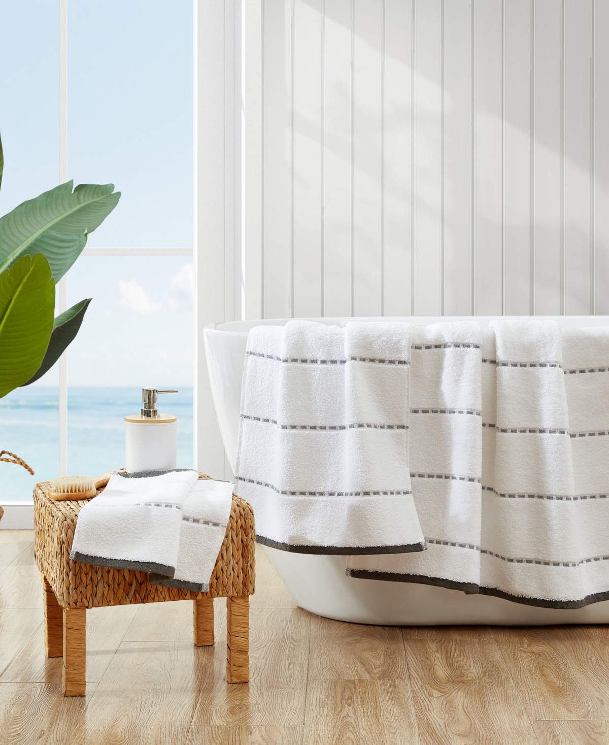 Tommy Bahama Home Ridley Solid Cotton Terry Quick Dry 3-Pc. - Graphite