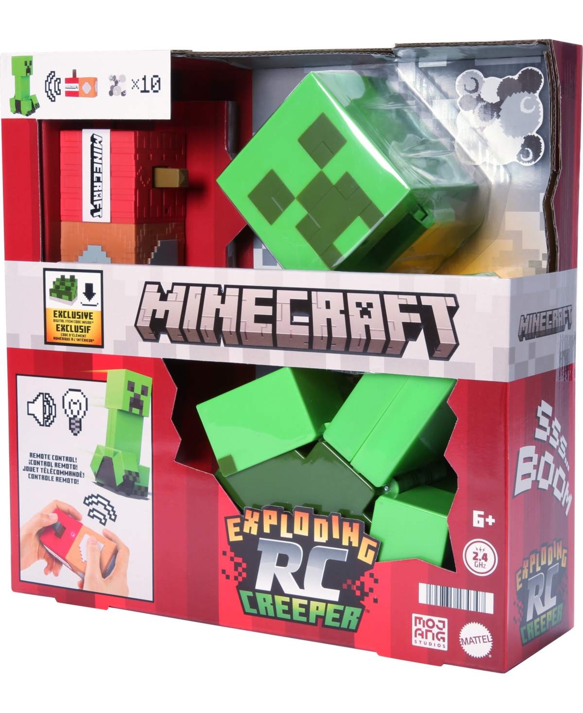 MINECRAFT EXPLODING RC CREEPER, LIGHTS AND SOUNDS, 10 EXPLOSION PARTICLES AND DLC CODE 