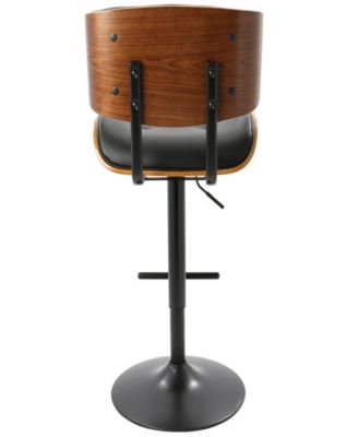 Lombardi Mid-Century Modern Adjustable Barstool in Faux Leather by Lumisource