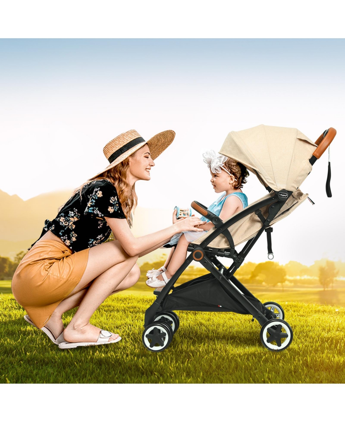 Slickblue Toddler Lightweight Aluminum Frame Stroller with Net