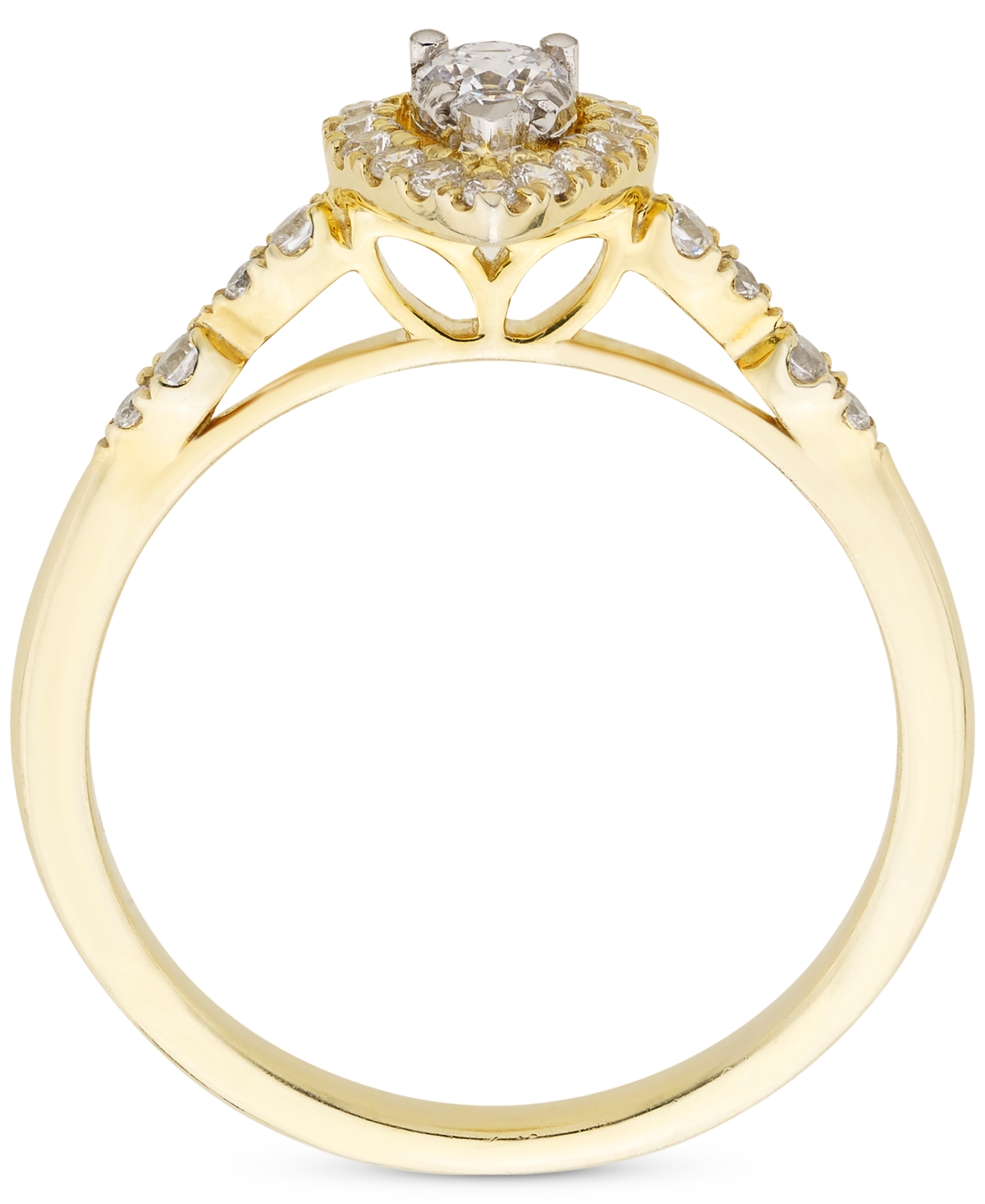 Shop Macy's Diamond Pear Shaped Cluster Halo Bridal Set (1/2 Ct. T.w.) In 14k Gold In Yellow Gold