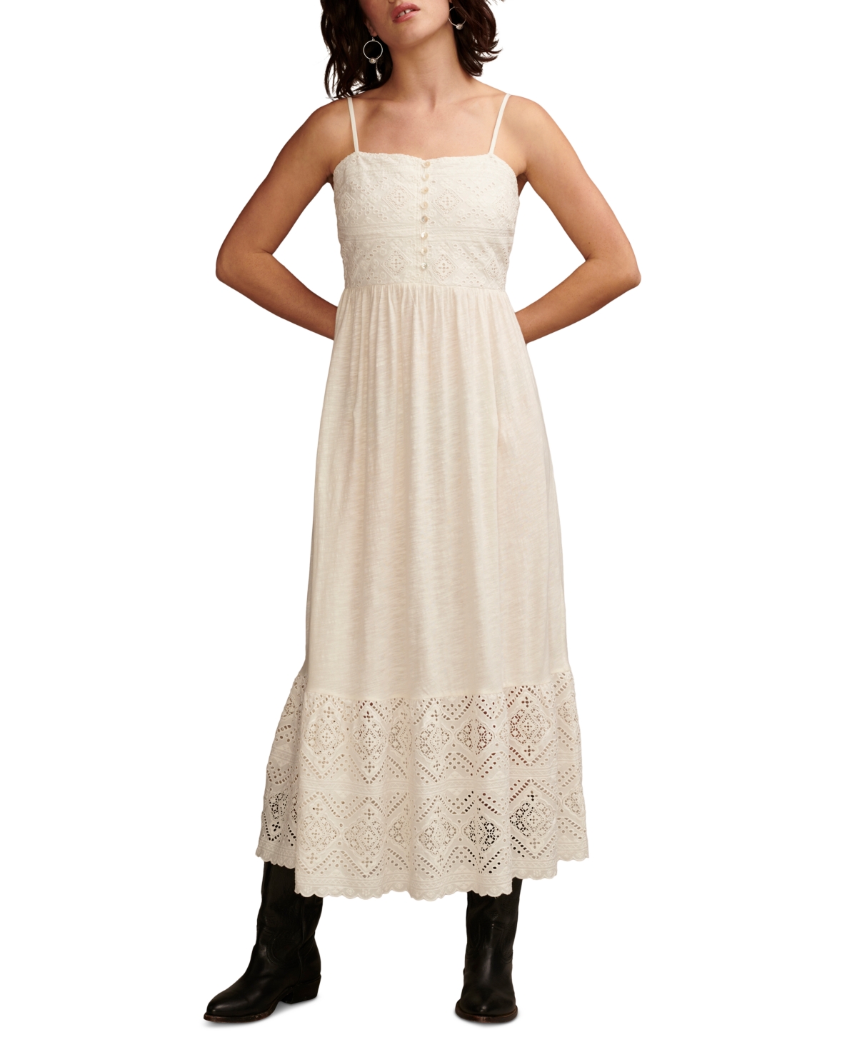 Women's Cotton Cutwork Sleeveless Maxi Dress - Smokey Grape
