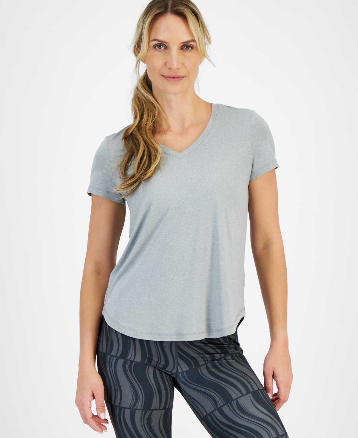 Women's Essentials V-Neck T-Shirt, Pack of 3, Created for Macy's - Cranberry, Black, Grey