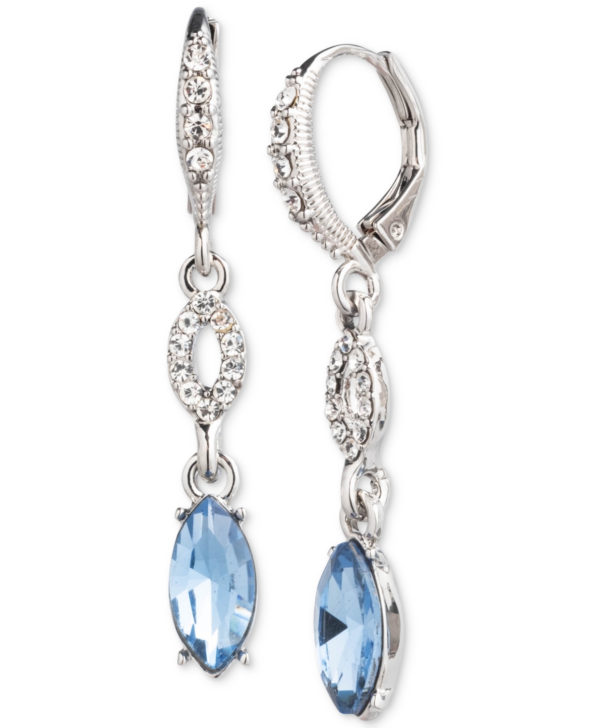 Pave & Color Crystal Double Drop Earrings - Grotto Blu