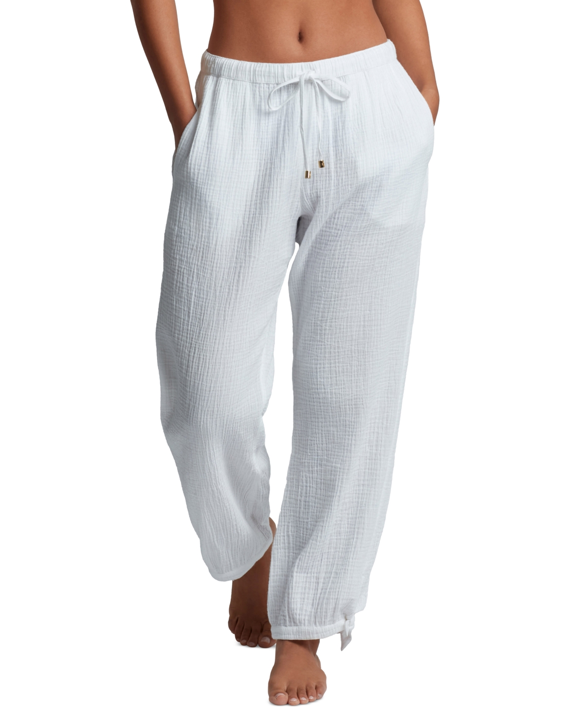 Women's Cotton Pull-On Cover-Up Pants - White