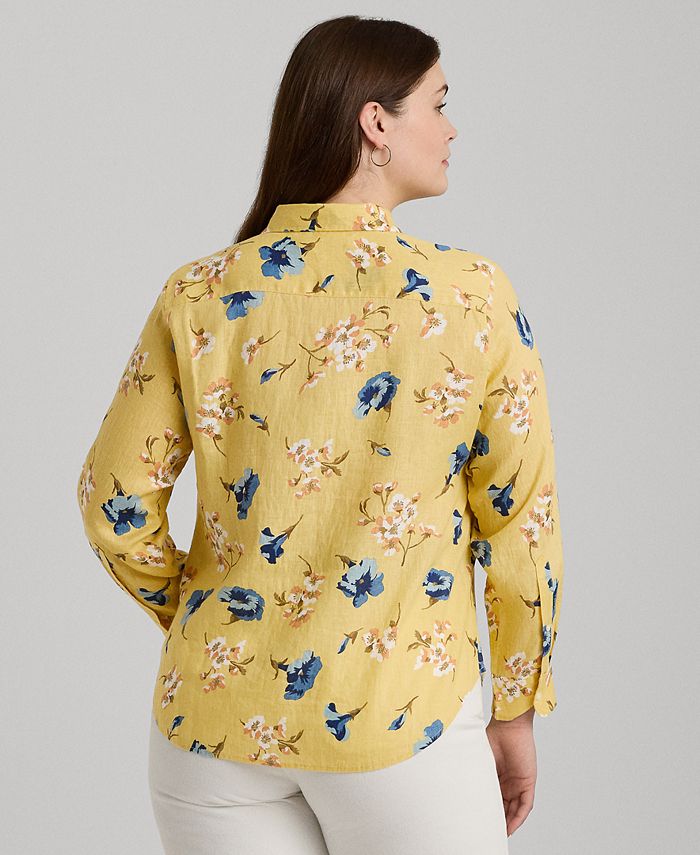 Lauren Ralph Lauren Plus Size Linen Floral Shirt - Macy's