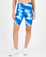 Id Ideology Women's Shibori Wave Printed Compression High Rise Bike Shorts, Created for Macy's - Tartan Blue