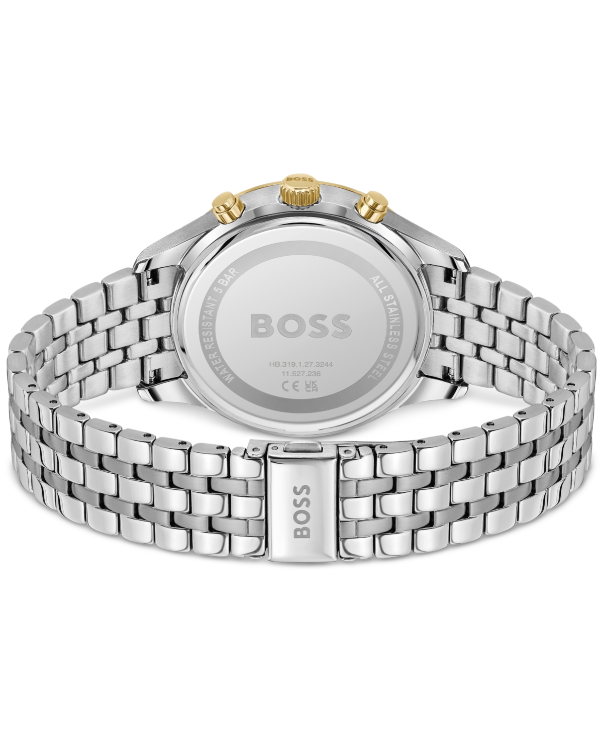 Shop Hugo Boss Boss Men's Chronograph Avery Stainless Steel Bracelet Watch 42mm In Green Dial