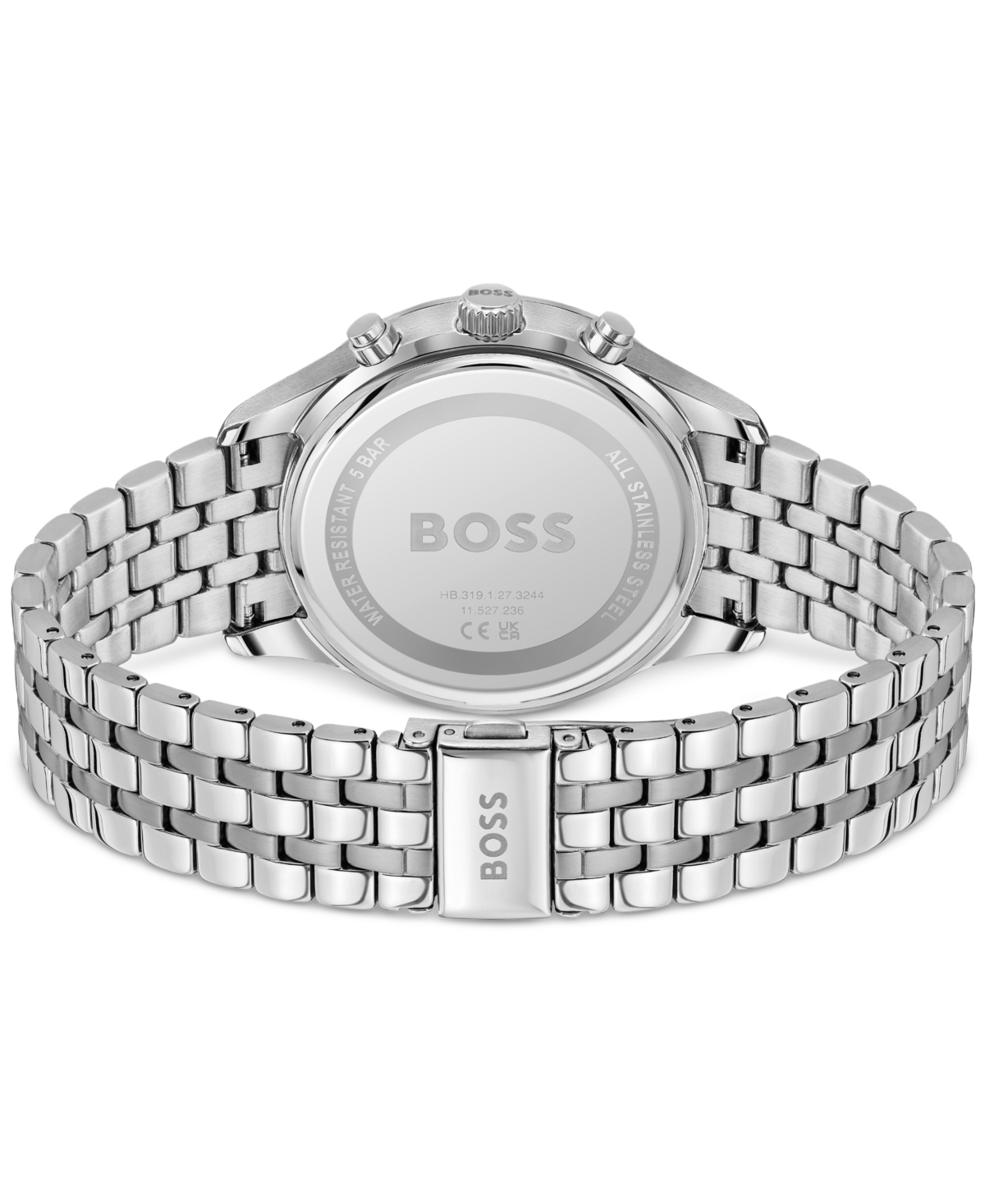 Shop Hugo Boss Men's Chronograph Avery Stainless Steel Bracelet Watch 42mm In Black Dial