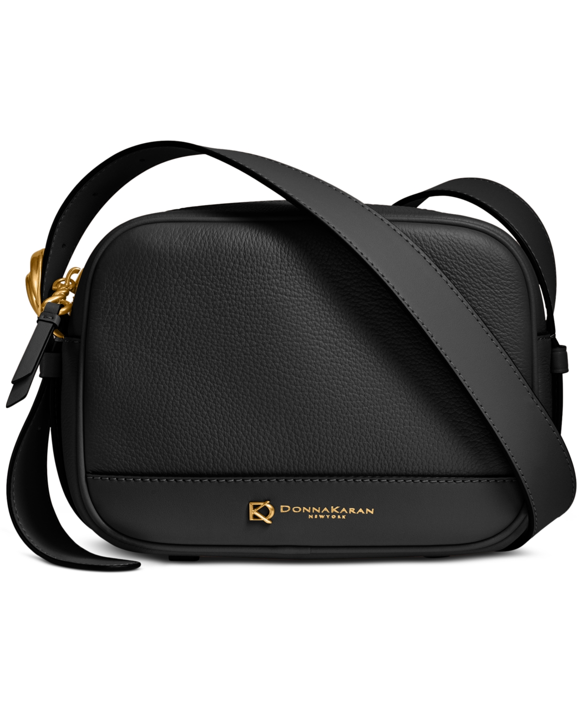 Shop Donna Karan Cedarhurst Small Leather Camera Bag In Blk,gold