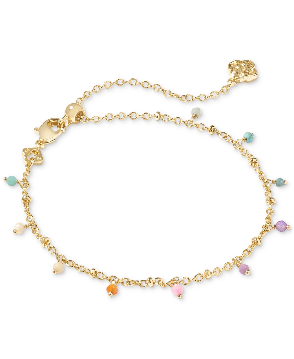 Shop Kendra Scott 14k Gold-plated Multi-gemstone Bead Slider Bracelet In Gold Paste