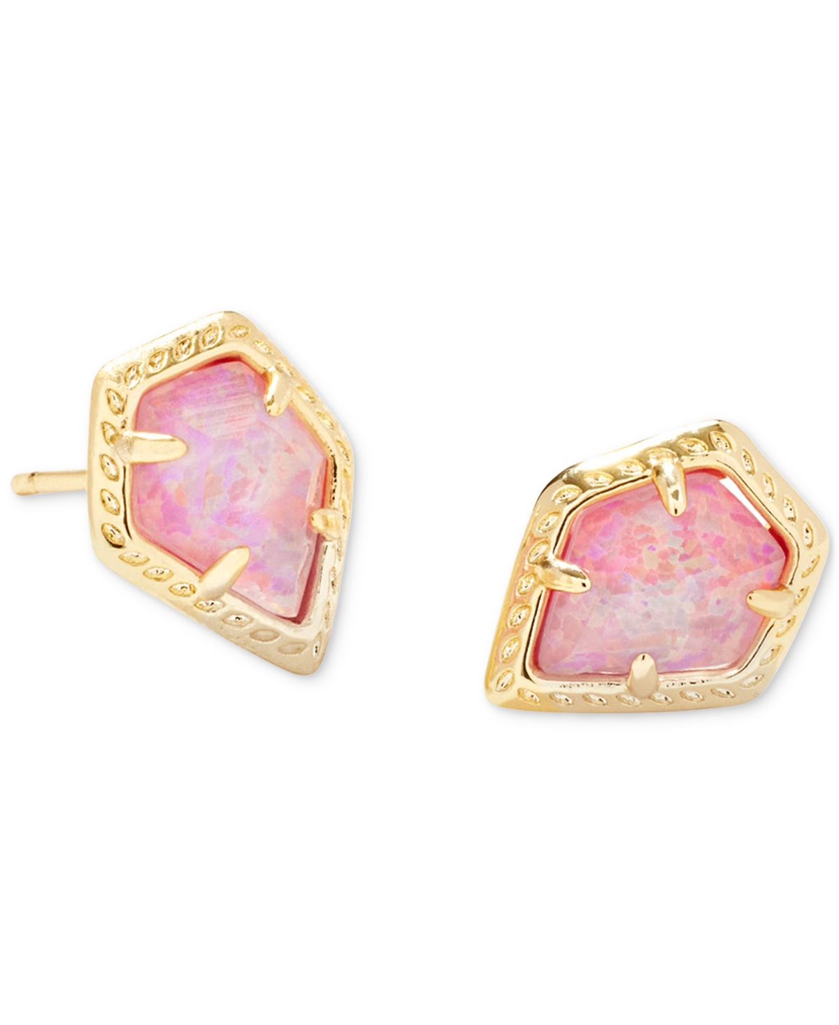 14k Gold-Plated Framed Drusy Stone Stud Earrings - Gold Dichr