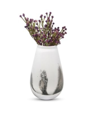 6.5"H White with Black Strokes Glass Bud Vase