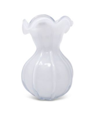 11.75"H Glass White Vase