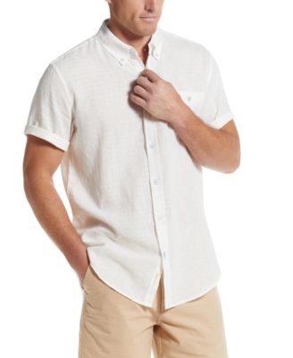 Men's Short-Sleeve Solid Linen Cotton Shirt