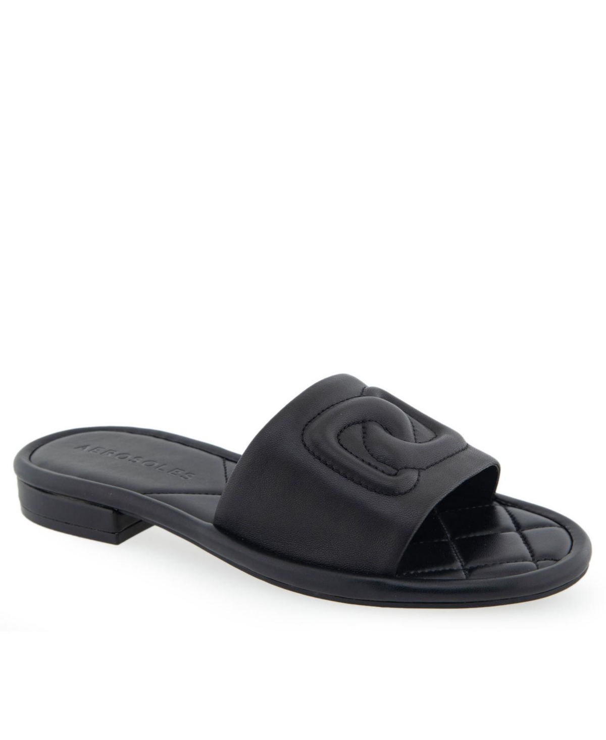 Shop Aerosoles Women's Jilda Slip-on Sandals In Black Leather