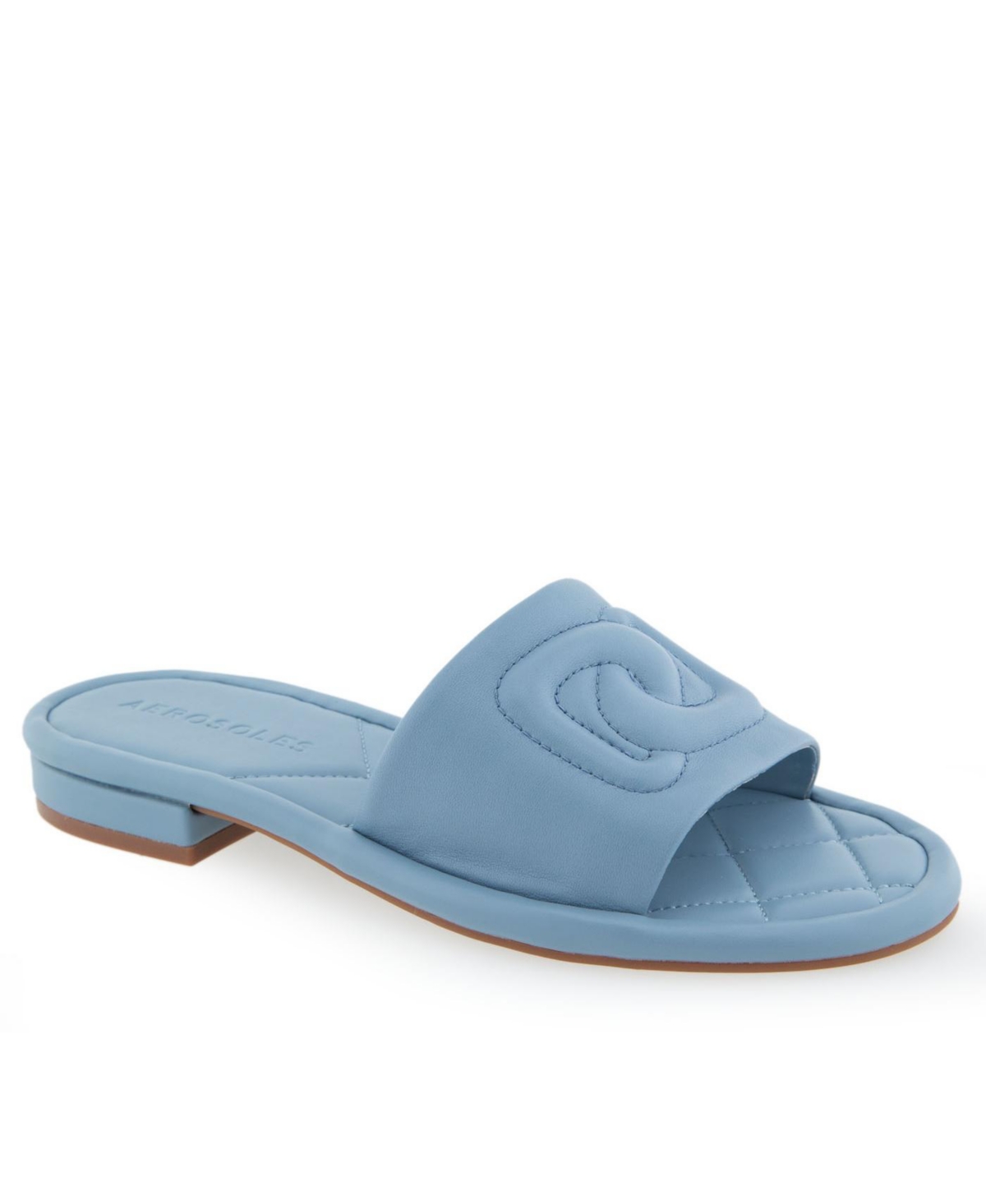 Shop Aerosoles Women's Jilda Slip-on Sandals In Dusty Blue Leather