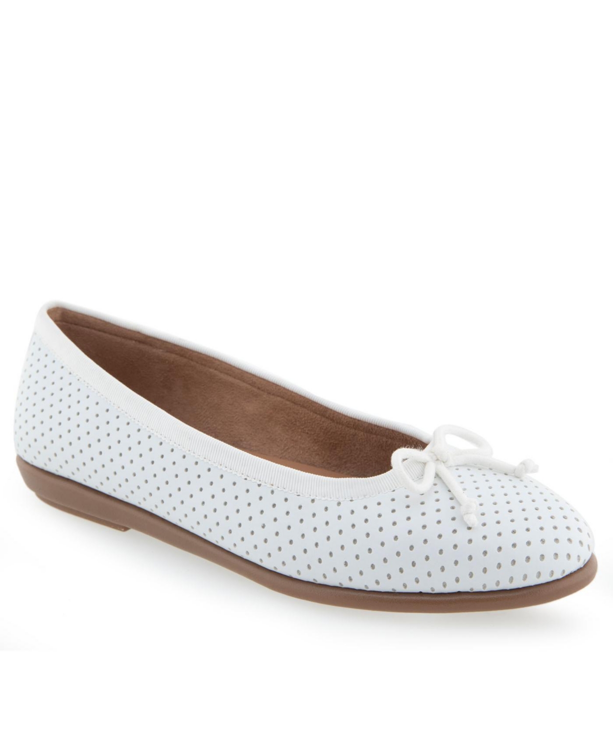 Shop Aerosoles Women's Homebet Ballet Flats In White Perf